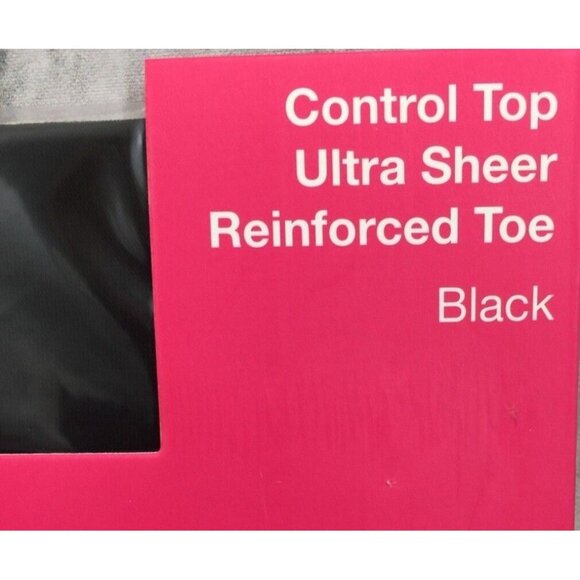 Aerosoles Ultra Sheer Control Top Tights Reinforced Toe Black Size IJ X-Large - Picture 4 of 6